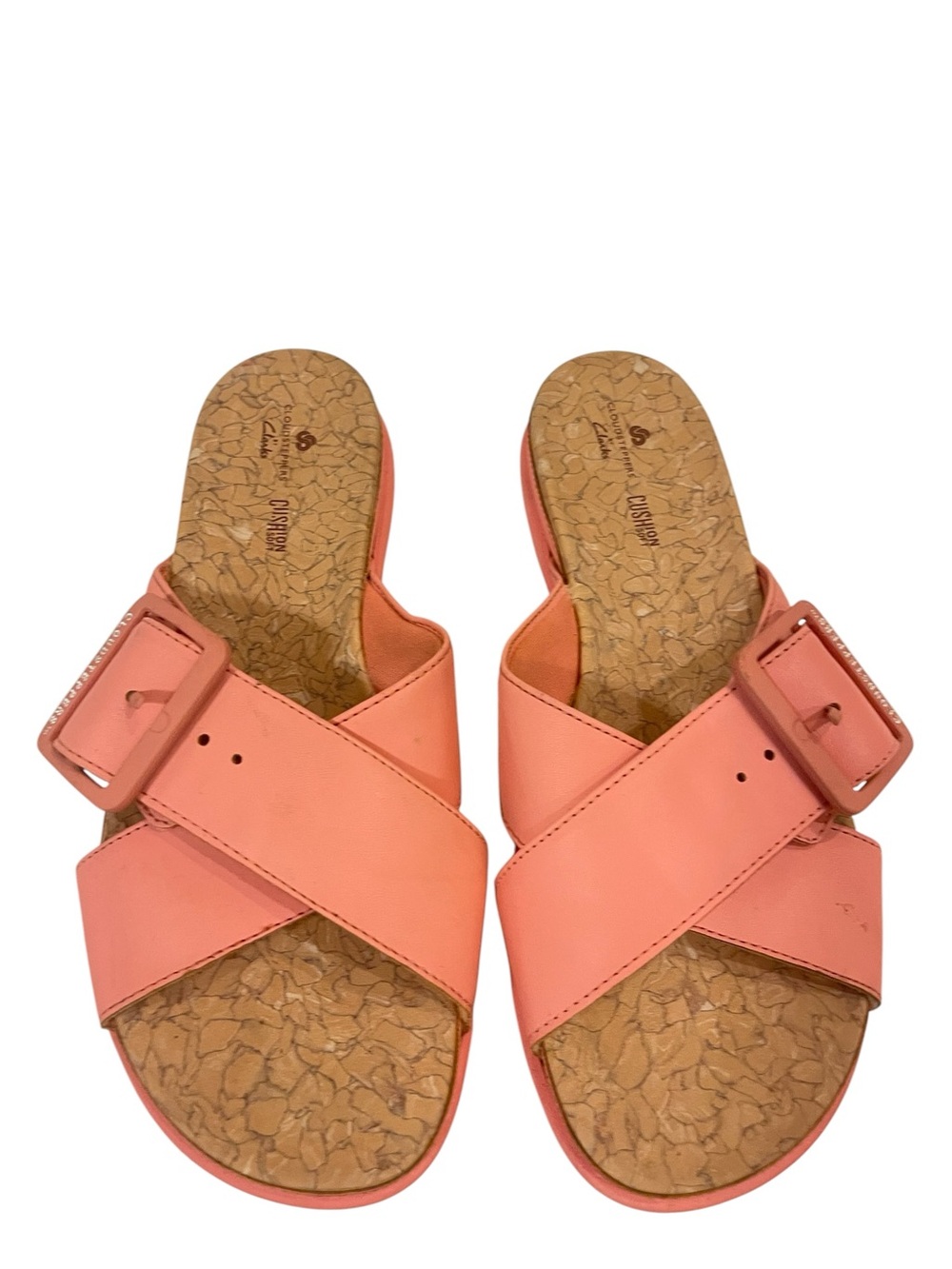 Women's Cloudsteppers By Clarks June Shell Coral  Slide Sandals with Buckle